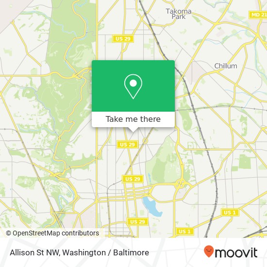 Mapa de Allison St NW, Washington, DC 20011