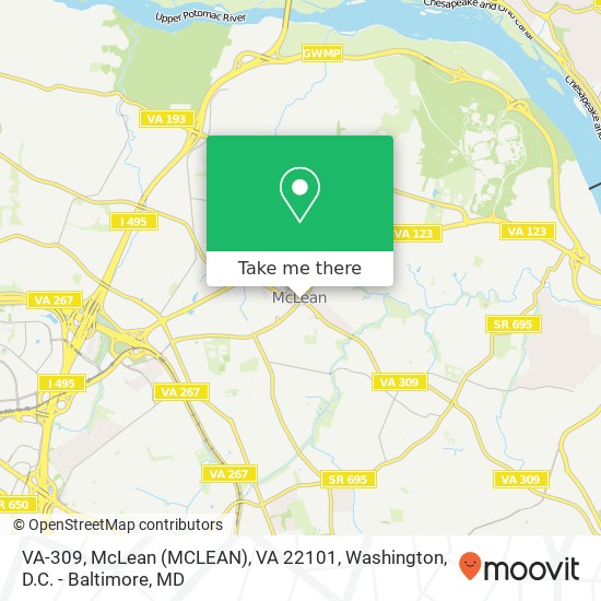Mapa de VA-309, McLean (MCLEAN), VA 22101
