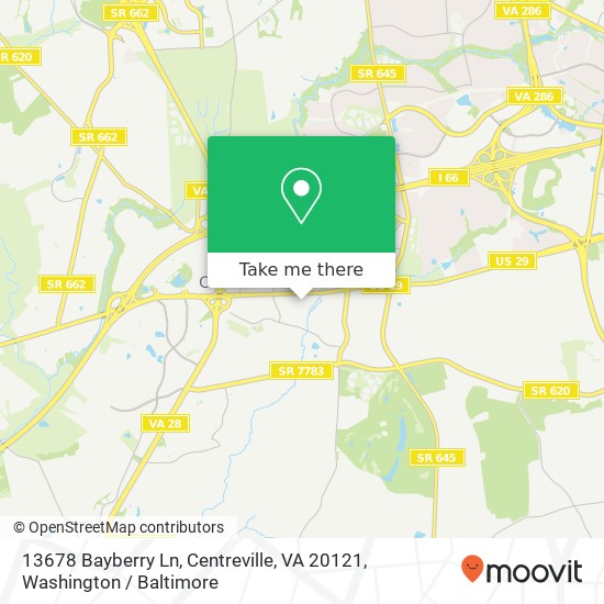 Mapa de 13678 Bayberry Ln, Centreville, VA 20121