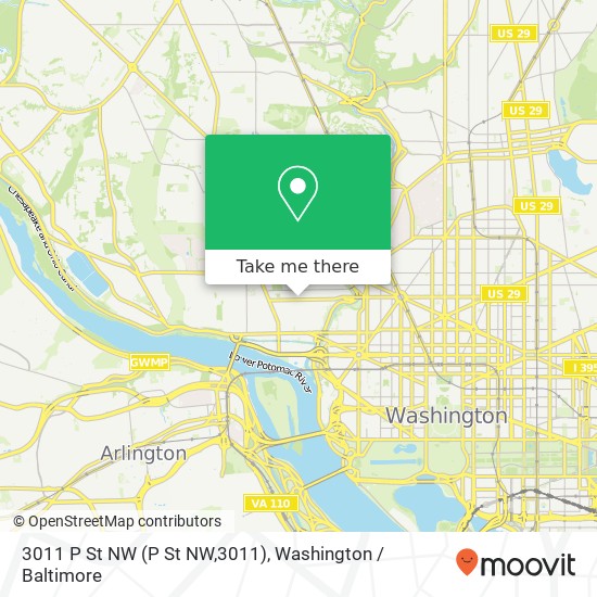 Mapa de 3011 P St NW (P St NW,3011), Washington, DC 20007