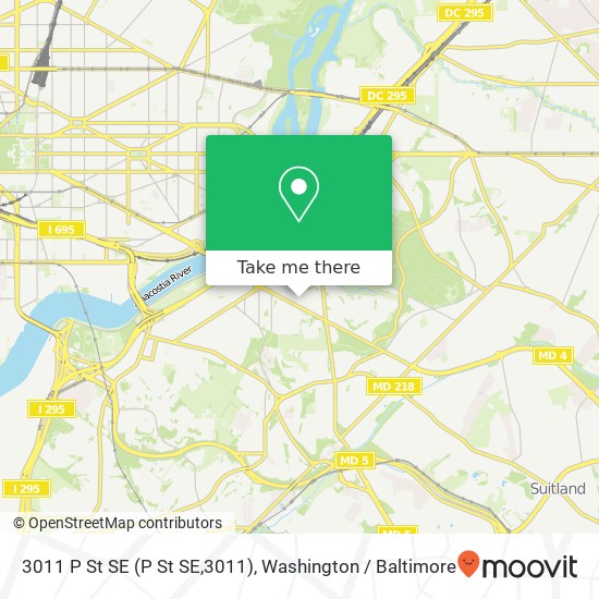 Mapa de 3011 P St SE (P St SE,3011), Washington, DC 20020