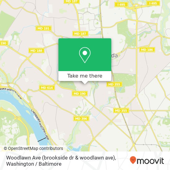 Mapa de Woodlawn Ave (brookside dr & woodlawn ave), Chevy Chase, MD 20815