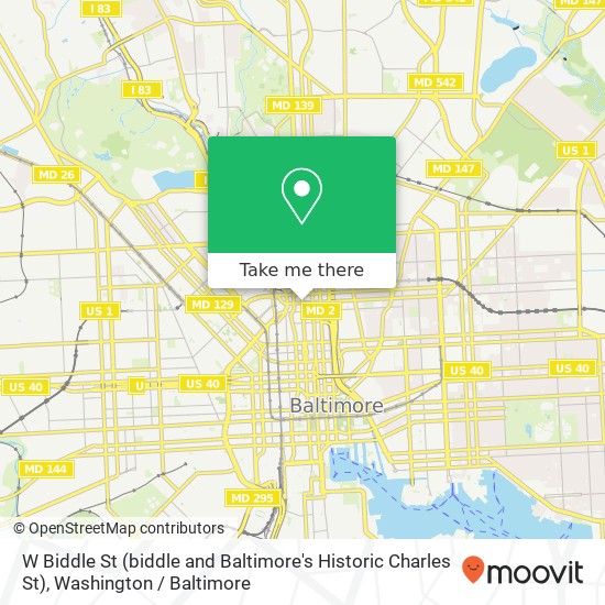 W Biddle St (biddle and Baltimore's Historic Charles St), Baltimore, MD 21201 map