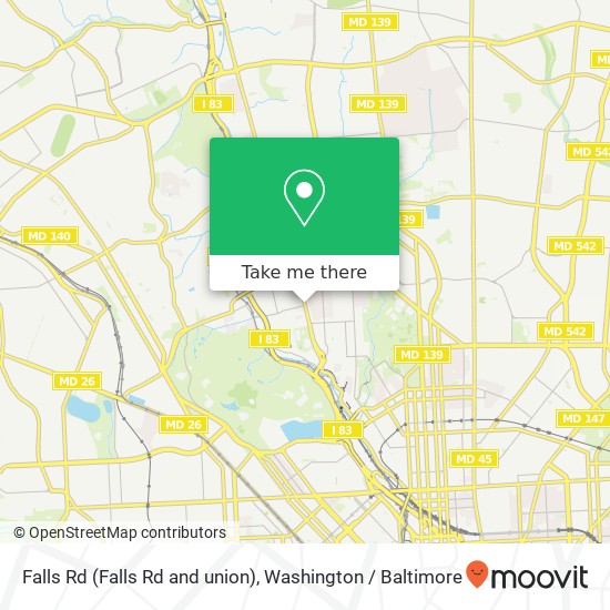 Mapa de Falls Rd (Falls Rd and union), Baltimore, MD 21211