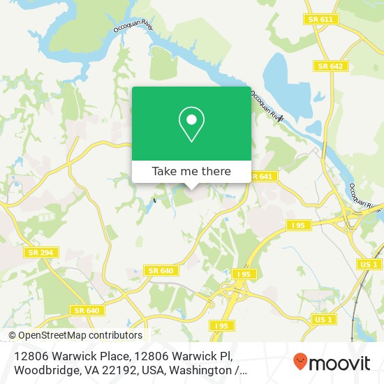 Mapa de 12806 Warwick Place, 12806 Warwick Pl, Woodbridge, VA 22192, USA