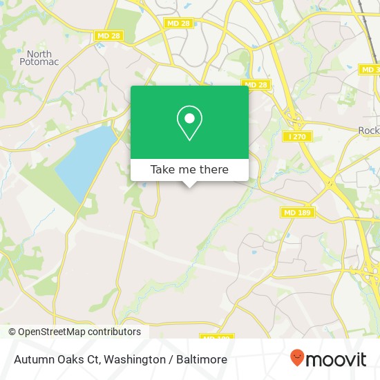 Mapa de Autumn Oaks Ct, Rockville, MD 20850