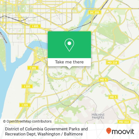 District of Columbia Government Parks and Recreation Dept map