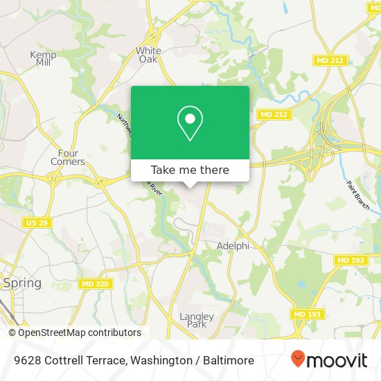 Mapa de 9628 Cottrell Terrace, 9628 Cottrell Terrace, Silver Spring, MD 20903, USA