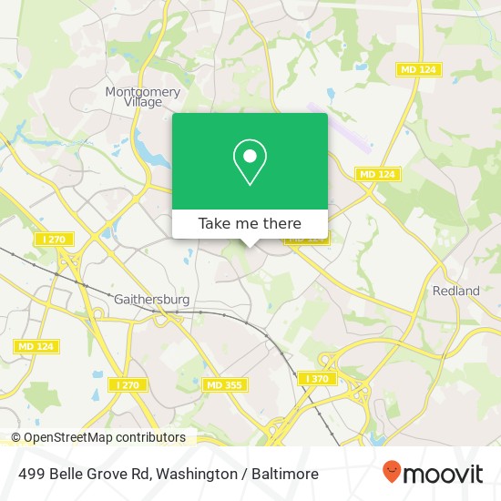 Mapa de 499 Belle Grove Rd, Gaithersburg, MD 20877