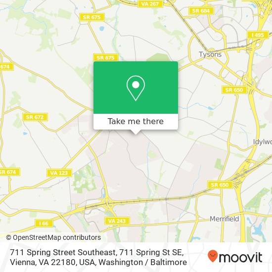 711 Spring Street Southeast, 711 Spring St SE, Vienna, VA 22180, USA map