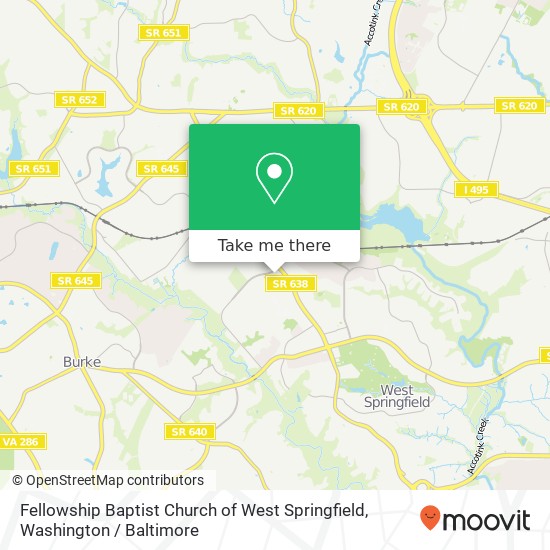 Fellowship Baptist Church of West Springfield, 5936 Rolling Rd map