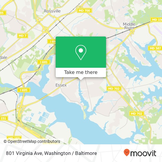 Mapa de 801 Virginia Ave, Essex, MD 21221