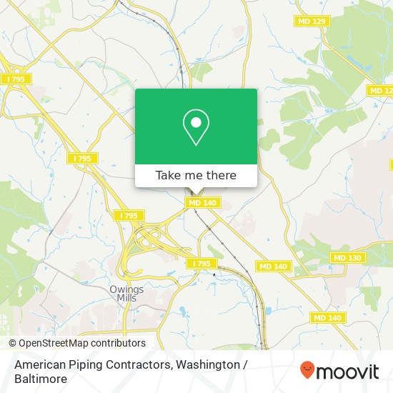Mapa de American Piping Contractors, 10427 Reisterstown Rd