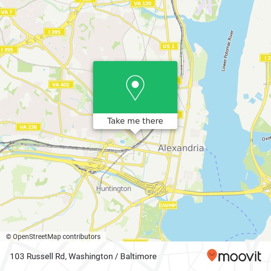 Mapa de 103 Russell Rd, Alexandria, VA 22301