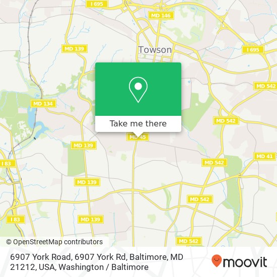 Mapa de 6907 York Road, 6907 York Rd, Baltimore, MD 21212, USA