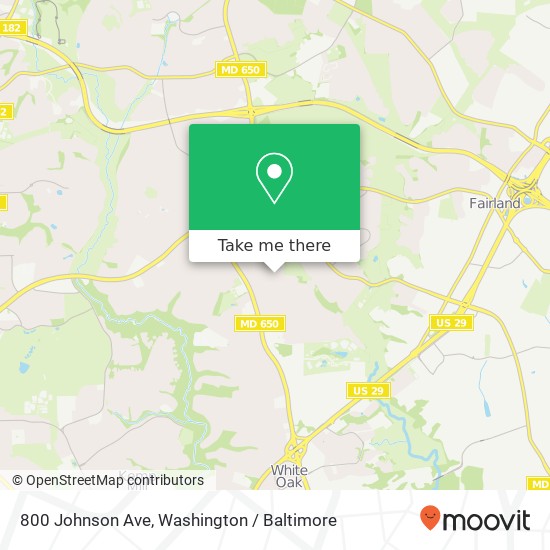 Mapa de 800 Johnson Ave, Silver Spring, MD 20904