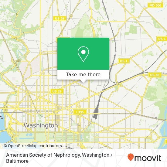 Mapa de American Society of Nephrology, 1725 1st St NW