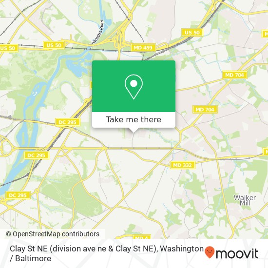 Mapa de Clay St NE (division ave ne & Clay St NE), Washington, DC 20019
