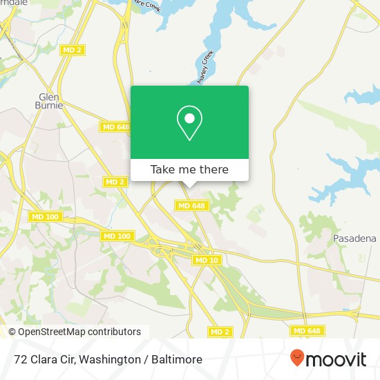 Mapa de 72 Clara Cir, Glen Burnie, MD 21060