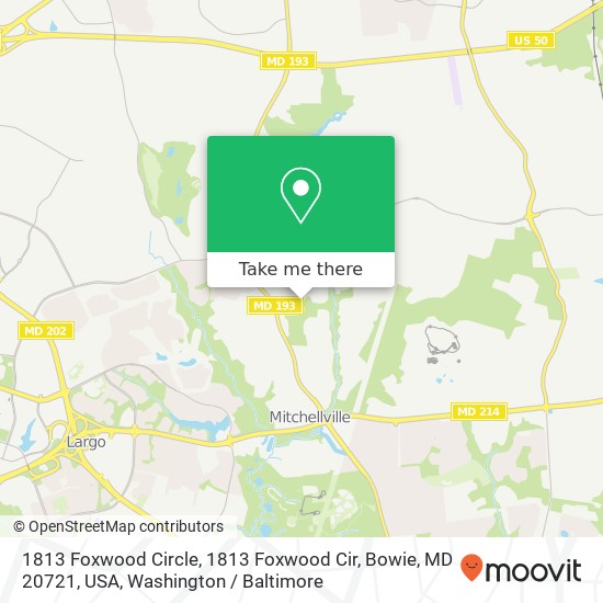 Mapa de 1813 Foxwood Circle, 1813 Foxwood Cir, Bowie, MD 20721, USA