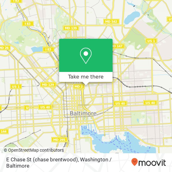 Mapa de E Chase St (chase brentwood), Baltimore, MD 21202
