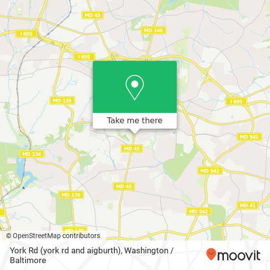 Mapa de York Rd (york rd and aigburth), Towson, MD 21286
