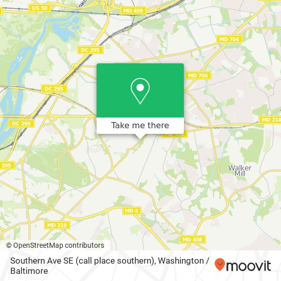 Mapa de Southern Ave SE (call place southern), Washington, DC 20019