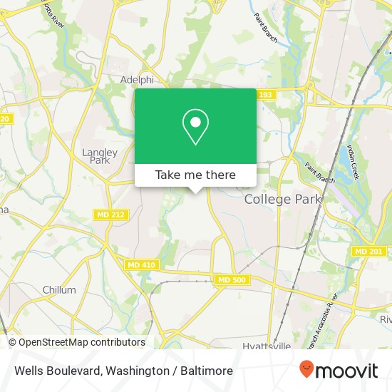 Mapa de Wells Boulevard, Wells Blvd, Hyattsville, MD 20783, USA