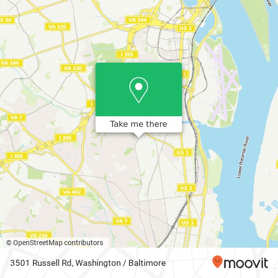 Mapa de 3501 Russell Rd, Alexandria, VA 22305