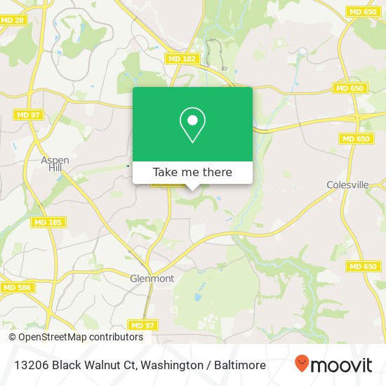 Mapa de 13206 Black Walnut Ct, Silver Spring, MD 20906