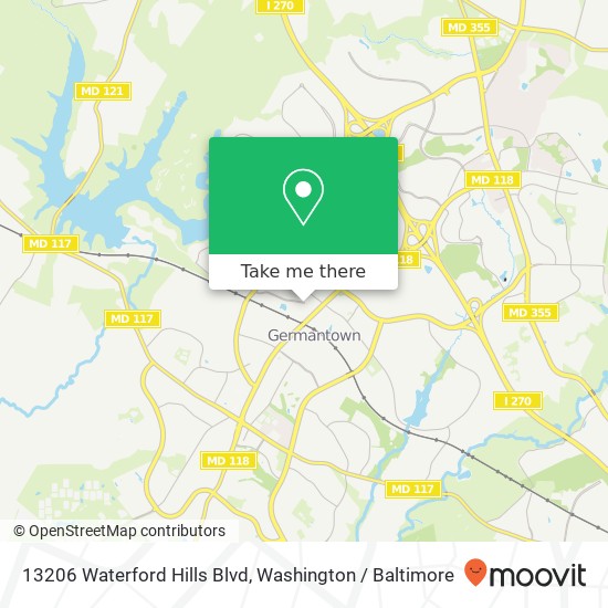 Mapa de 13206 Waterford Hills Blvd, Germantown, MD 20874