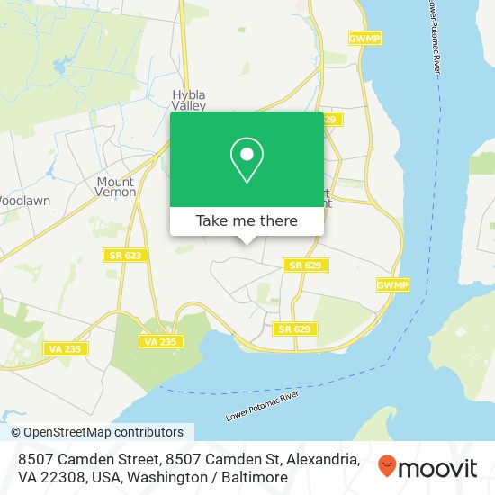 Mapa de 8507 Camden Street, 8507 Camden St, Alexandria, VA 22308, USA