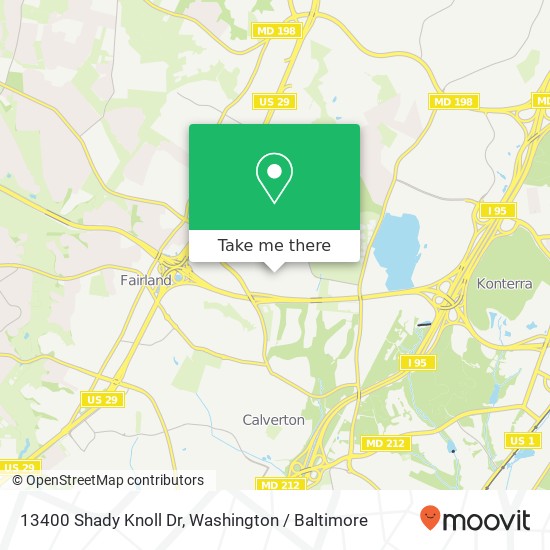 Mapa de 13400 Shady Knoll Dr, Silver Spring, MD 20904