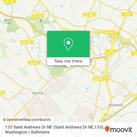 133 Saint Andrews Dr NE (Saint Andrews Dr NE,133), Vienna (VIENNA), VA 22180 map