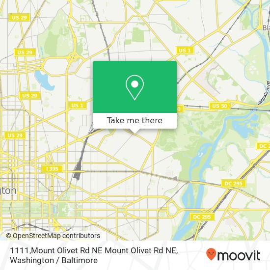 Mapa de 1111,Mount Olivet Rd NE Mount Olivet Rd NE, Washington, DC 20002
