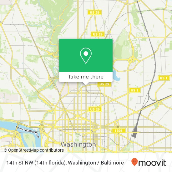 Mapa de 14th St NW (14th florida), Washington, DC 20009