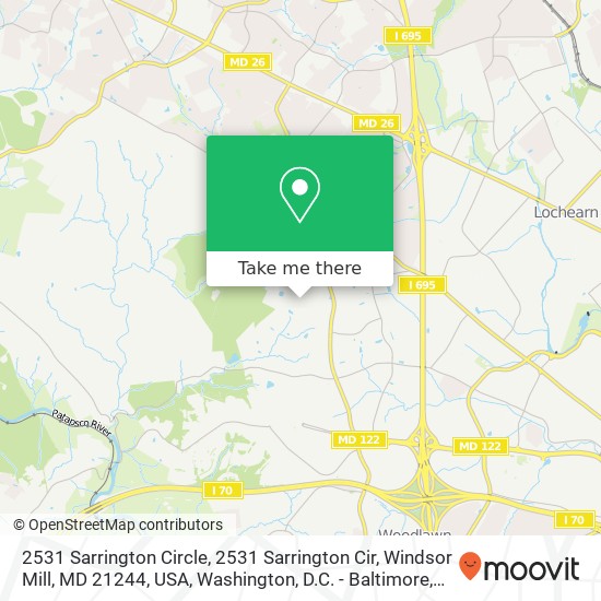 Mapa de 2531 Sarrington Circle, 2531 Sarrington Cir, Windsor Mill, MD 21244, USA