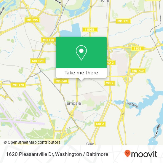 Mapa de 1620 Pleasantville Dr, Glen Burnie, MD 21061