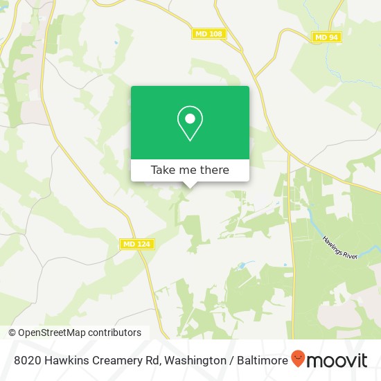 Mapa de 8020 Hawkins Creamery Rd, Gaithersburg, MD 20882