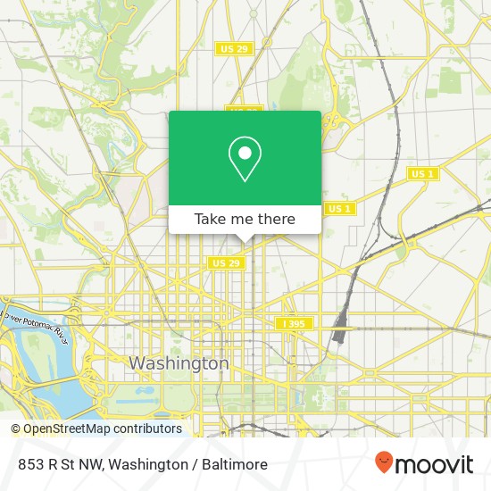 Mapa de 853 R St NW, Washington, DC 20001