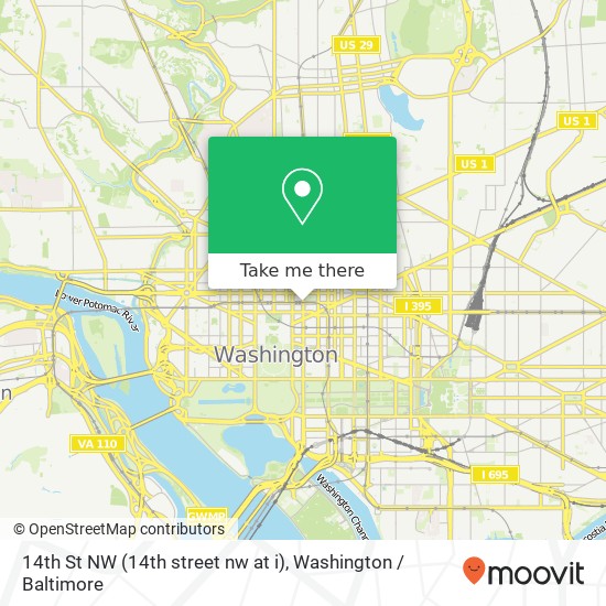 Mapa de 14th St NW (14th street nw at i), Washington, DC 20005