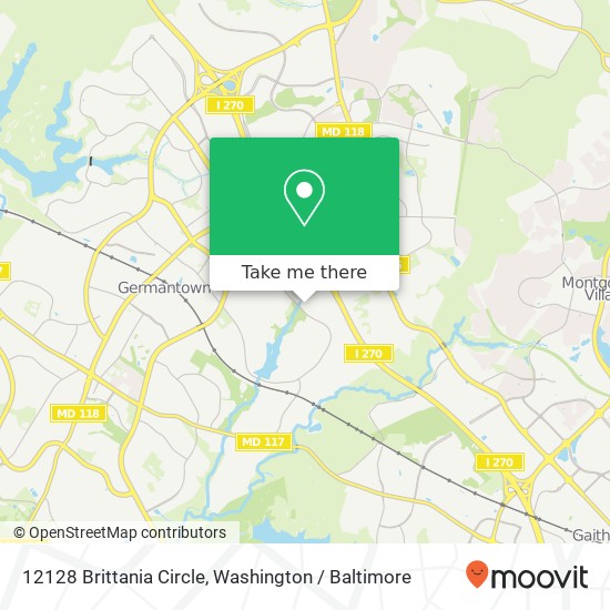 Mapa de 12128 Brittania Circle, 12128 Brittania Cir, Germantown, MD 20874, USA