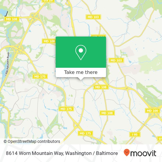 Mapa de 8614 Worn Mountain Way, Columbia, MD 21045