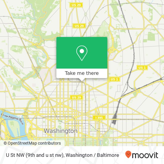 U St NW (9th and u st nw), Washington, DC 20001 map