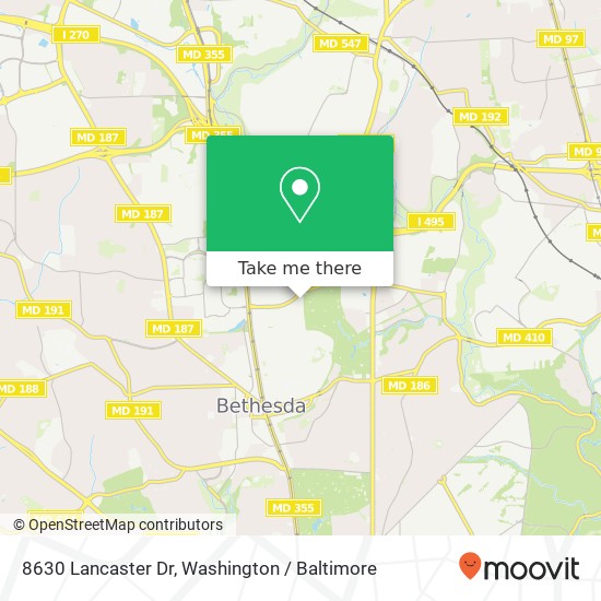 Mapa de 8630 Lancaster Dr, Bethesda, MD 20814