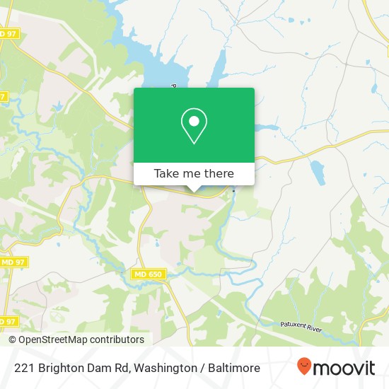 Mapa de 221 Brighton Dam Rd, Brookeville, MD 20833