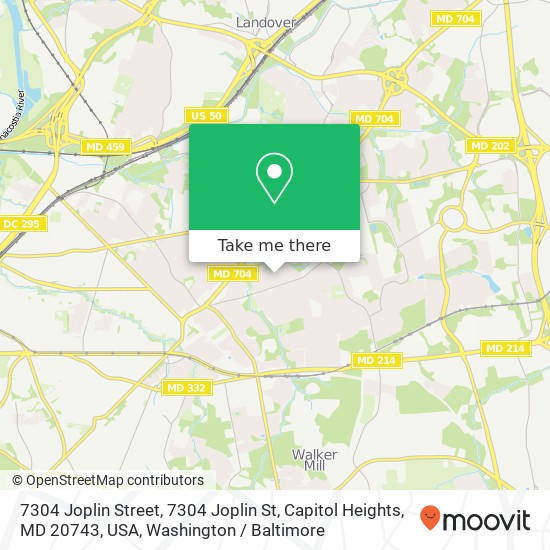 Mapa de 7304 Joplin Street, 7304 Joplin St, Capitol Heights, MD 20743, USA