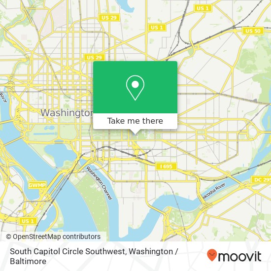 Mapa de South Capitol Circle Southwest, South Capitol Cir SW, Washington, DC 20016, USA