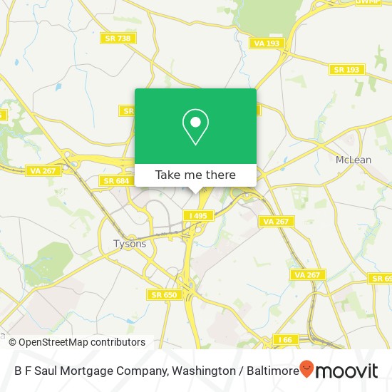 Mapa de B F Saul Mortgage Company, 7926 Jones Branch Dr