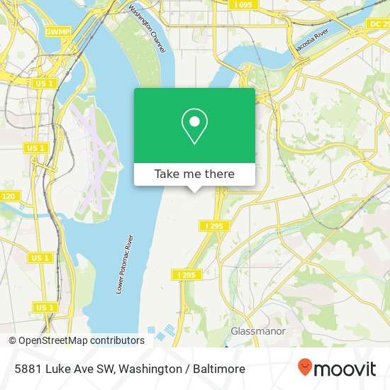 Mapa de 5881 Luke Ave SW, Washington, DC 20032